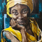 Gele Sjaal 120x150cm Acryl Op Doek